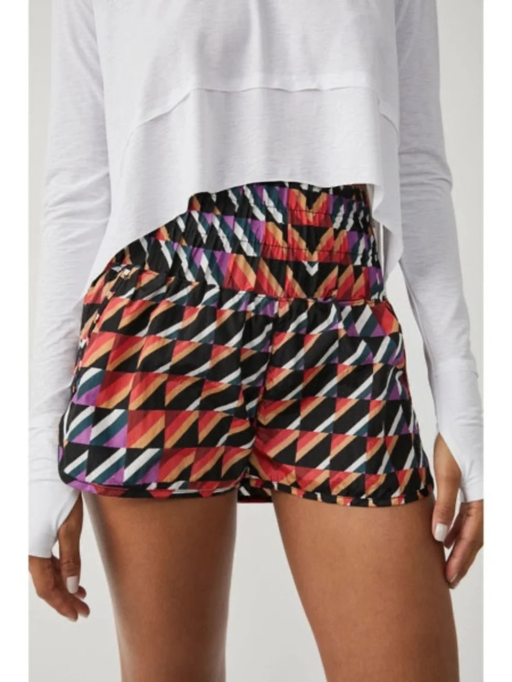 NWT Free people movement Orange crush combo print athletic shorts size Xs